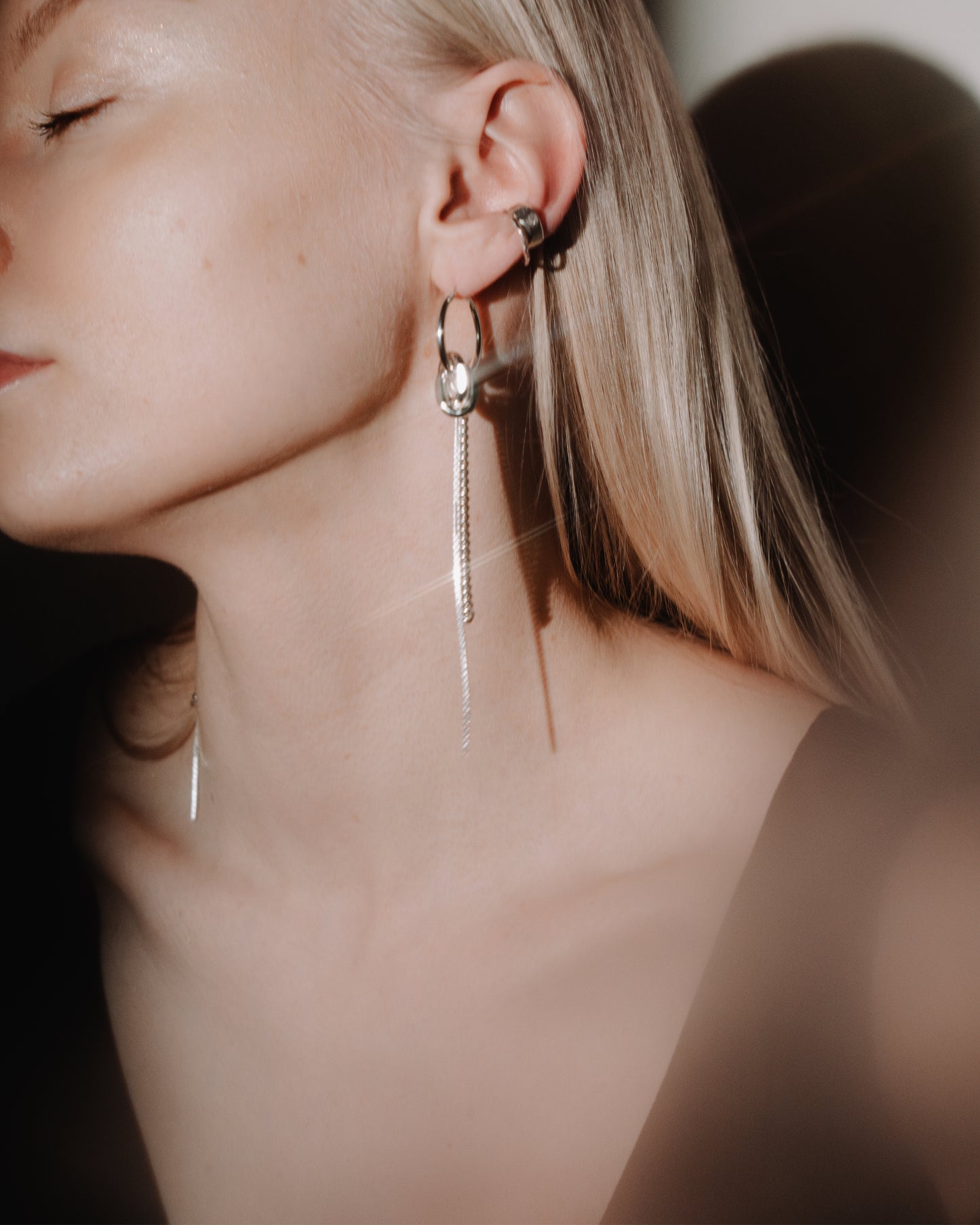 Silver modular earrings